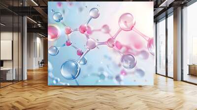 Molecular structures in vibrant colors create captivating abstract design, showcasing beauty of science and innovation. This image evokes sense of wonder and exploration Wall mural