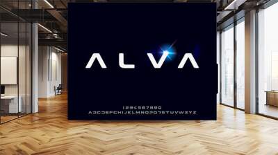 Alva, a bold and futuristic font, modern scifi typeface design. Alphabet vector illustration Wall mural