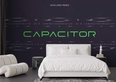 Capacitor, an Abstract modern minimalist thin geometric futuristic alphabet font. digital space typography vector illustration design Wall mural