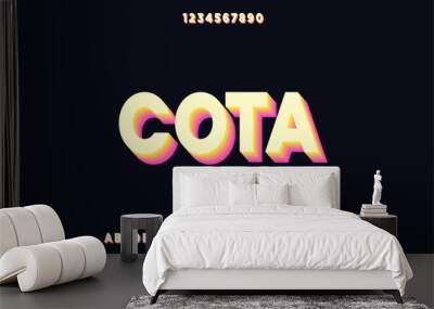 cota bold straight 3d effect alphabet sans serif font vector design Wall mural