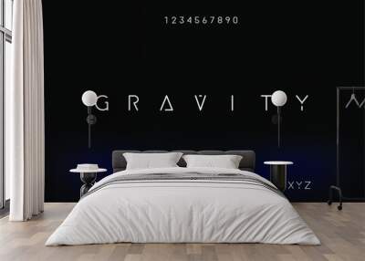 Gravity. Abstract technology science alphabet font. digital space typography vector illustration design Wall mural