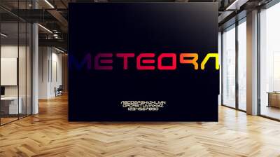 Meteora, a bold modern sporty typography alphabet font. vector illustration design Wall mural