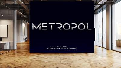 Metropol, an abstract technology futuristic alphabet font. digital space typography vector illustration design Wall mural