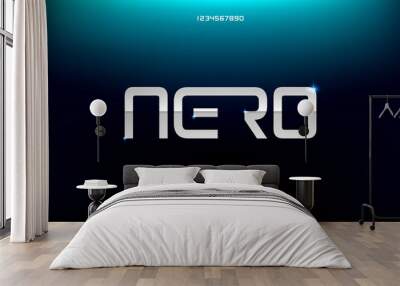 Nero, an abstract sporty technology alphabet font. digital space typography vector illustration design Wall mural