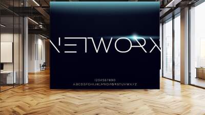 Networx, an Abstract technology science alphabet font. digital space typography vector illustration design Wall mural