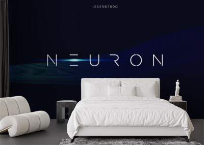 neuron, thin minimalist modern futuristic sans serif font vector design. Wall mural