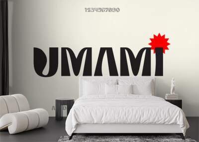 Umami, a bold decorative display font, modern alphabet typeface design vector illustration Wall mural