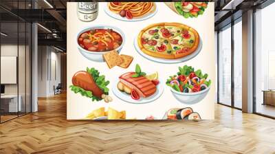 set of traditional food icons. Wall mural