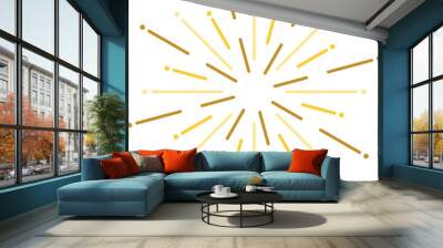 Star shape gold fireworks explosion pattern. Flat art deco style star shaped firework pattern. Christmas festive graphic design, carnival shine decoration Wall mural