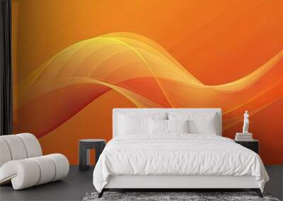 Illustration of abstract orange wave digital background Wall mural