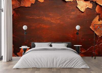 Textured background featuring rich brown and copper tones with peeling edges, ideal for design and artistic projects. Wall mural