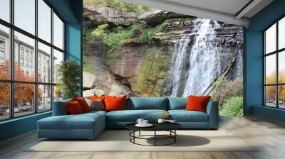 waterfall in forest Wall mural