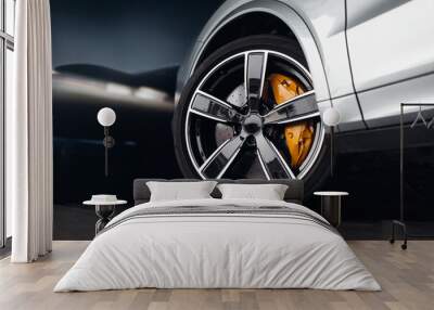 Car braking system. Suv car front wheel brake Wall mural