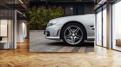 Front wheel of sport car Wall mural