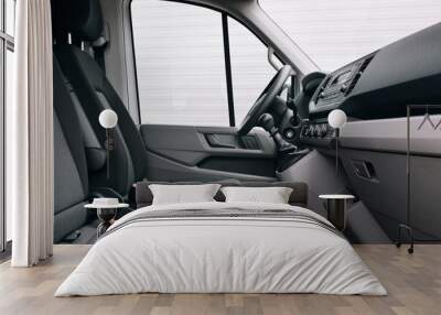 Modern van interior, with dashboard, fabric seats and navigation screen Wall mural