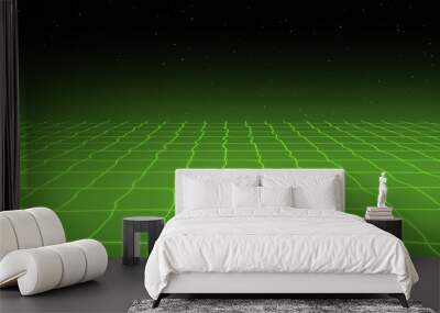 abstract neon science fiction 80s style background green Wall mural