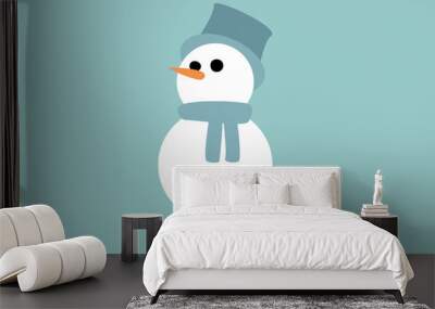 cute friendly looking snowman graphic blue Wall mural