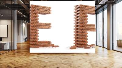 3D font build out of bricks based on the OpenSans font Wall mural