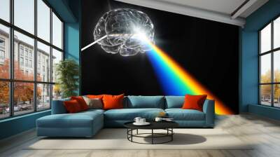 A brain shaped prism dispersing white light Wall mural