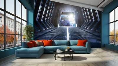 Earth seen from inside a space station Wall mural