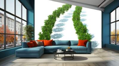 Two rows of green trees fading into the distance . Wall mural