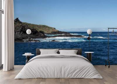 Garichico, Spain: coastal panorama of lava rocks Wall mural