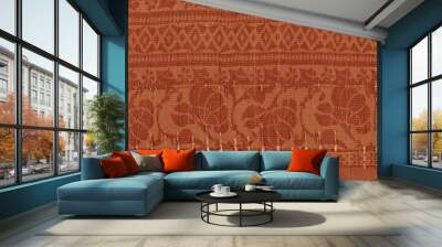 Fond orange textile à motifs abstraits Wall mural