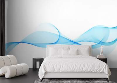 Abstract blue smoke horizontal flow Wall mural