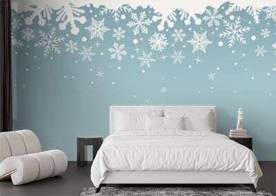 Abstract Christmas top snowflake seamless border. Wall mural