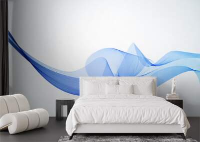 blue smoke wave flow background. Wall mural