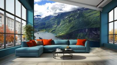 Travel to Norway, the great fjord, ends in the town where large tourist liners stick. Wall mural