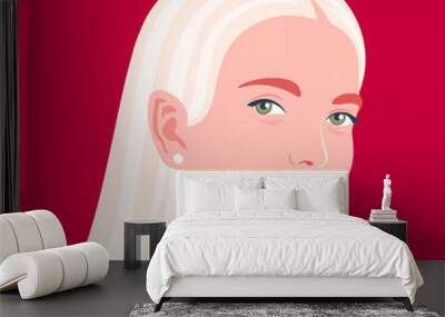 Portrait of a beautiful girl in half-turn. Young blond woman. Avatar for social networks. Fashion and beauty. Bright vector illustration in flat style Wall mural