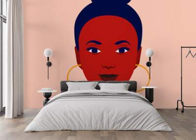 Portrait of a happy African girl. Diversity. Avatar. Nations and races. Vector flat illustration Wall mural