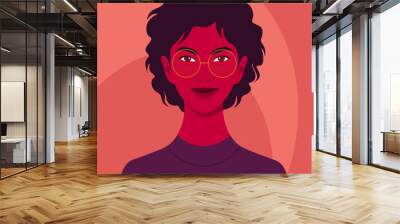 Portrait of a happy African woman. Diversity. Avatar. Nations and races. Vector flat illustration Wall mural