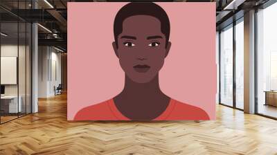 Portrait of an African man. Diversity. Nations and races. American student. Vector flat illustration Wall mural