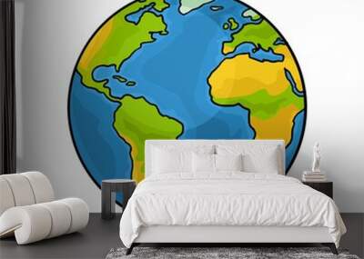 Earth planet. Vector color vintage engraving illustration Wall mural