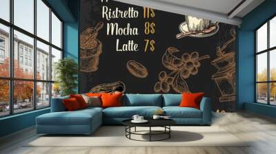 Restaurant or cafe menu coffee drinck with price. Wall mural