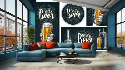 Set horizontal, vertical posters and coaster for craft beer Wall mural