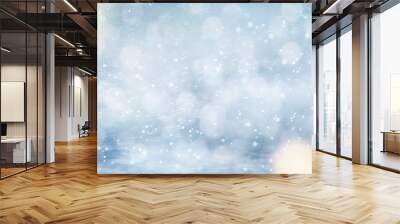 Christmas and New Year background with snow and light bokeh Wall mural