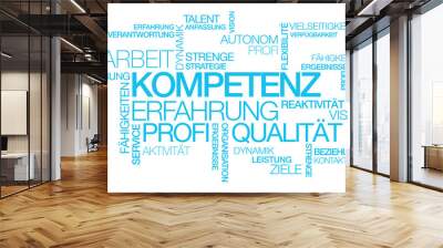 Kompetenz Erfahrung Arbeit TagCloud Wörter grafik blau Wall mural