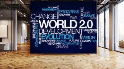 World 2.0 development change word tag cloud image Wall mural