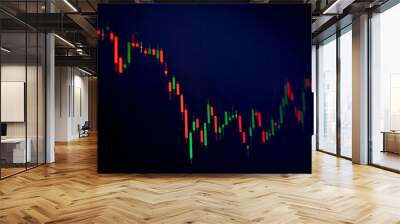 candlestick chart with black background Wall mural