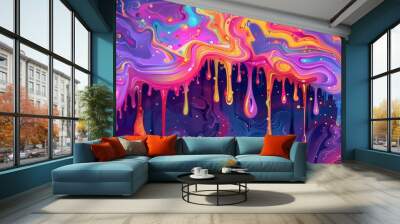 Colorful background with vortices and comets Wall mural