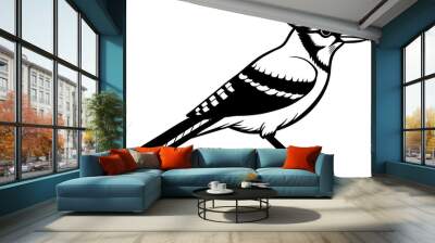 Blue Jay bird silhouette  vector art illustration Wall mural