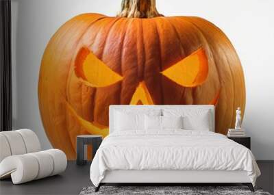 jack o lantern Halloween pumpkin isolated, realistic, on a white background Wall mural