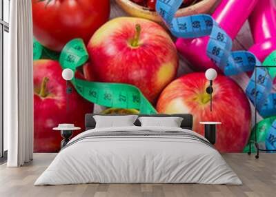 Proper nutrition. Healthy diet, weight loss - concept of healthy eating. Wall mural