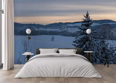 Sunset in the german alps in winter Wall mural