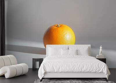 A single orange on a white background. Wall mural