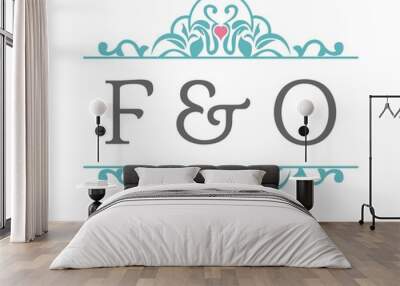 F & O Initial Wedding Ornament Logo Wall mural