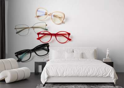 optical glasses in white background Wall mural